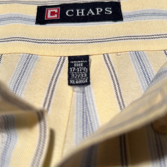 CHAPS Wrinkle Free Dress Shirt 17 or 17-1/2 neck as shown in pic 32-33 sleeve - Picture 7 of 8
